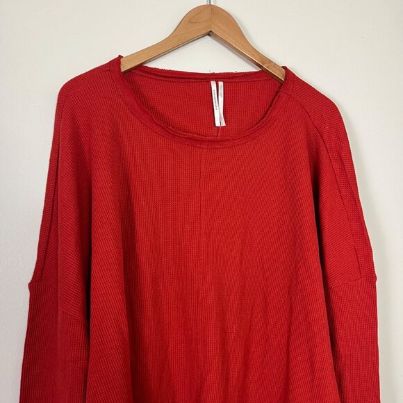 By Anthropologie Nori Waffle Knit Pullover Thermal Henley Sweater Rust NWT Sz L - Picture 3 of 9